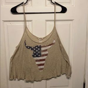 Texas flag bull skull tank